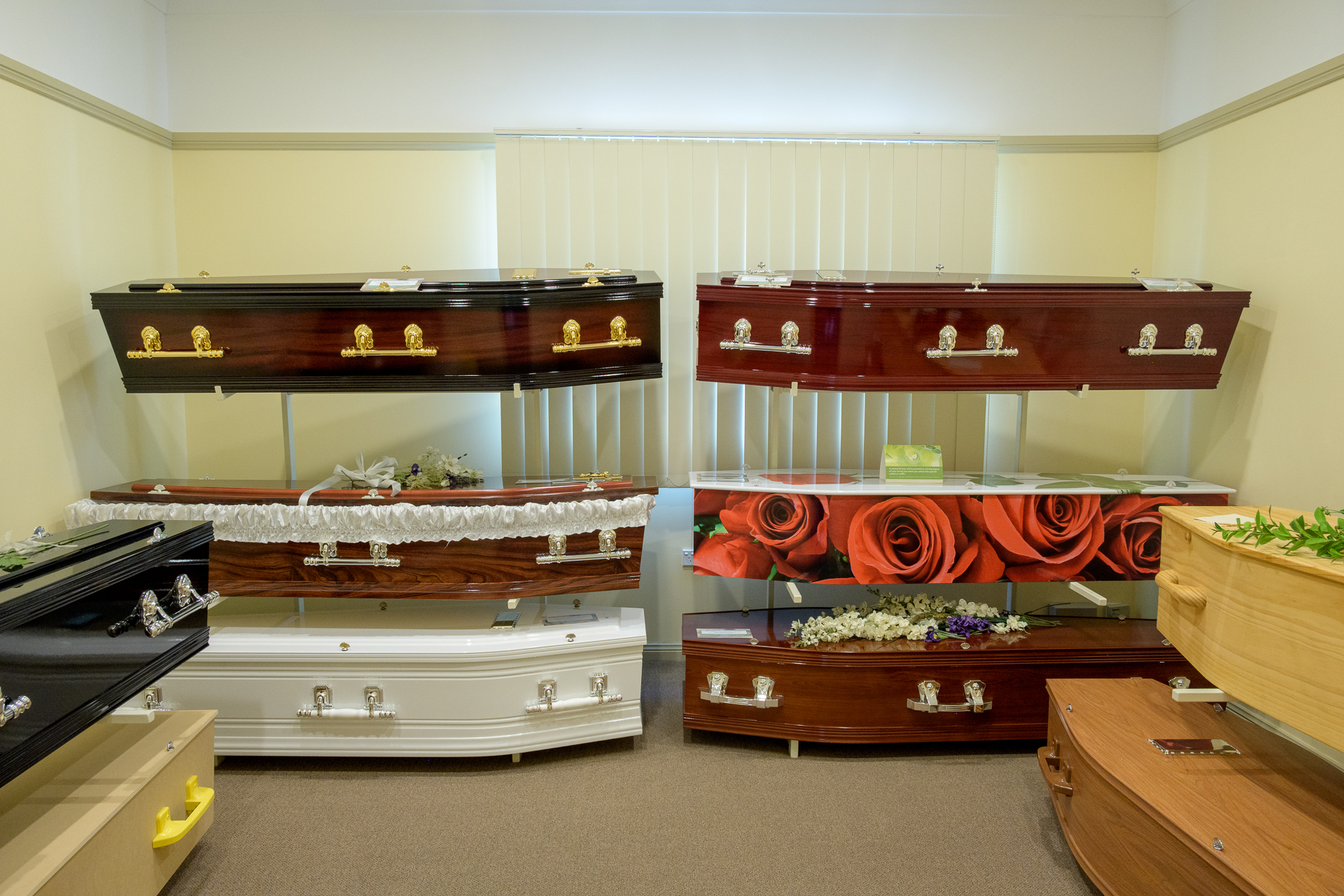 Funeral casket and coffin showroom at Wollongong City Funerals